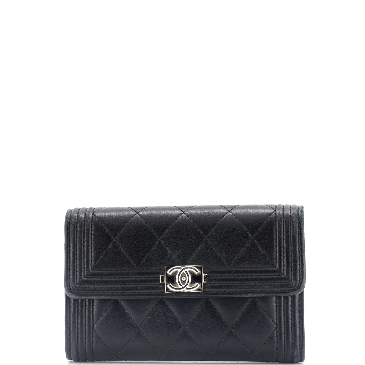 Boy Trifold Flap Wallet Quilted Lambskin Medium - Deep Luxury