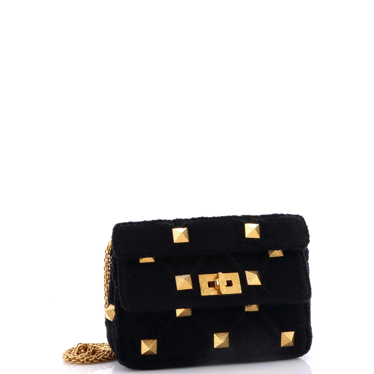 Roman Stud Flap Bag Knit Crochet Medium - Deep Luxury