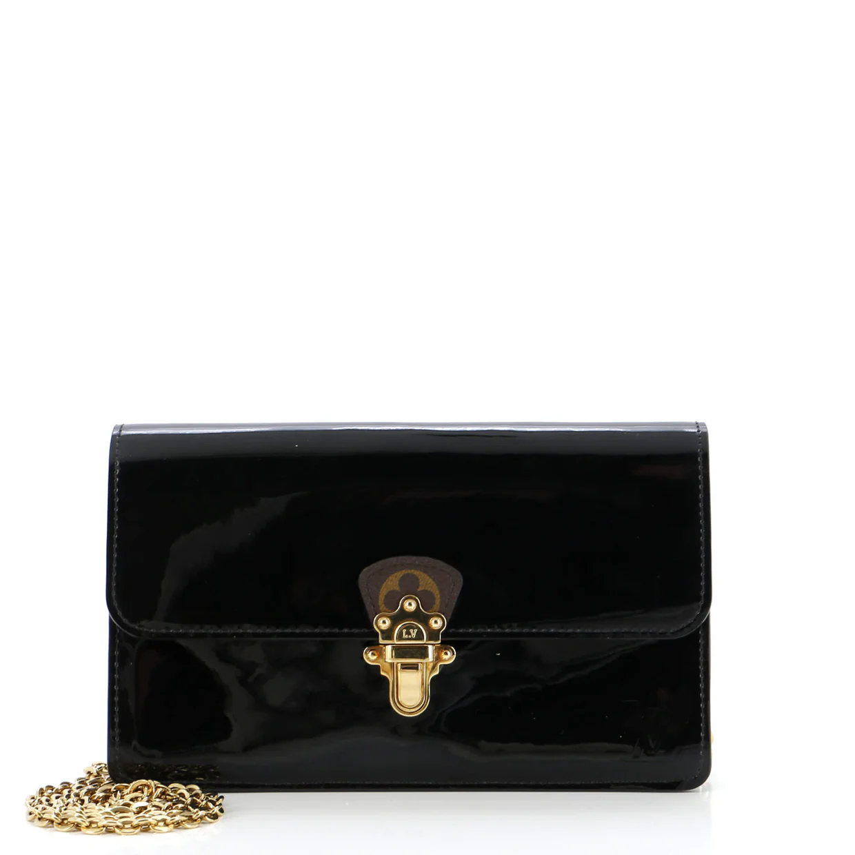 Cherrywood Chain Wallet Vernis with Monogram Canvas - Deep Luxury