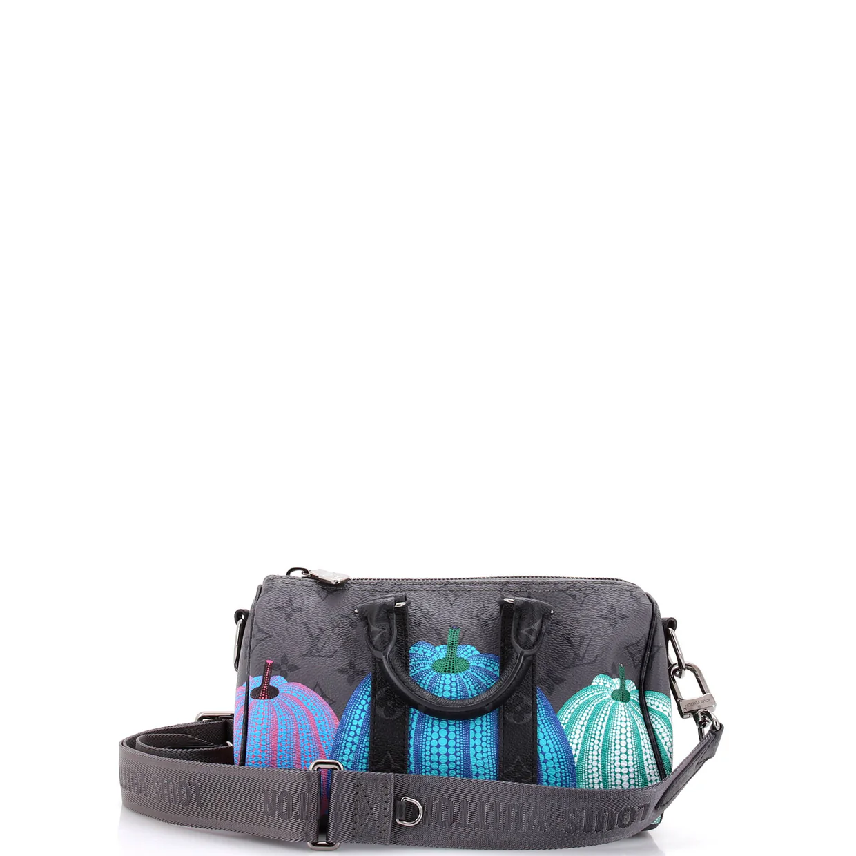 Keepall Bandouliere Bag Yayoi Kusama Pumpkins Reverse Monogram Eclipse Canvas 25 - Deep Luxury