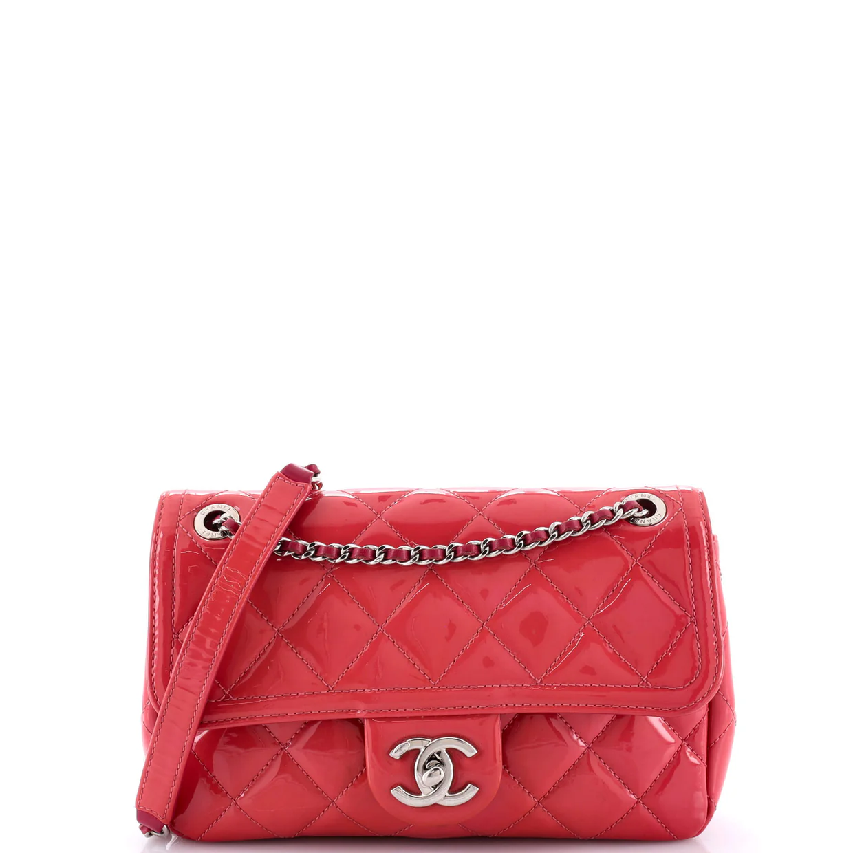 Coco Shine Flap Bag Quilted Patent Small - Deep Luxury
