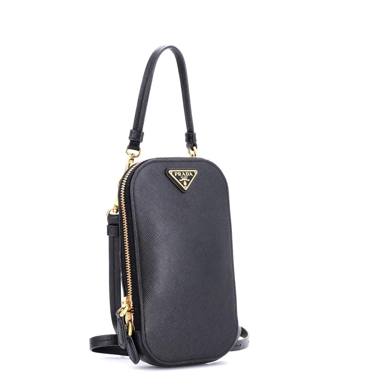 Zip Phone Holder Crossbody Bag Saffiano Leather - Deep Luxury