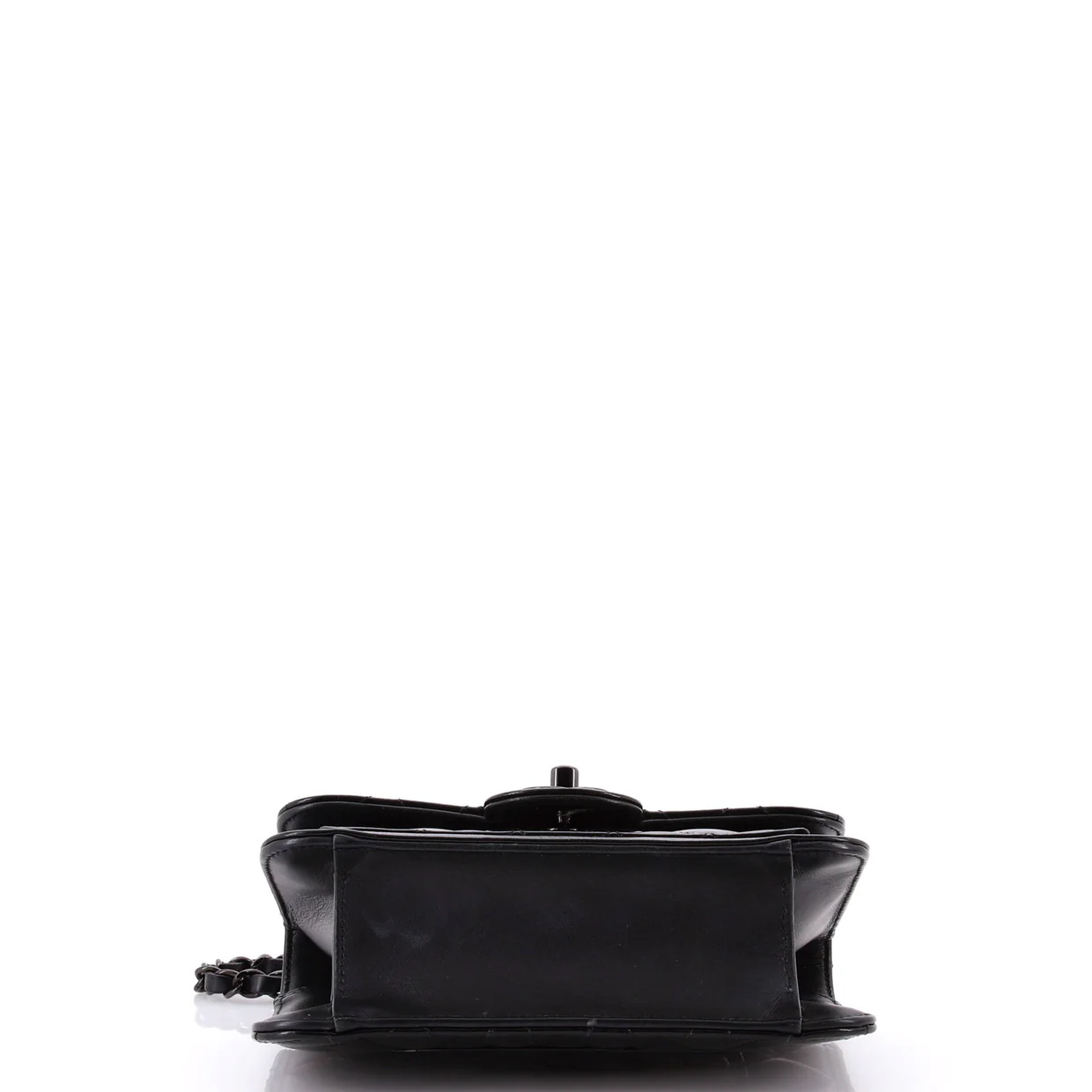 So Black Double You CC Flap Bag Quilted Shiny Crumpled Calfskin Mini - Deep Luxury