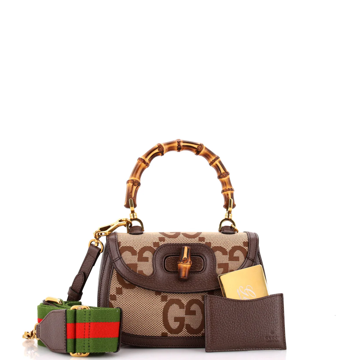 Bamboo 1947 Top Handle Bag Jumbo GG Canvas Small - Deep Luxury