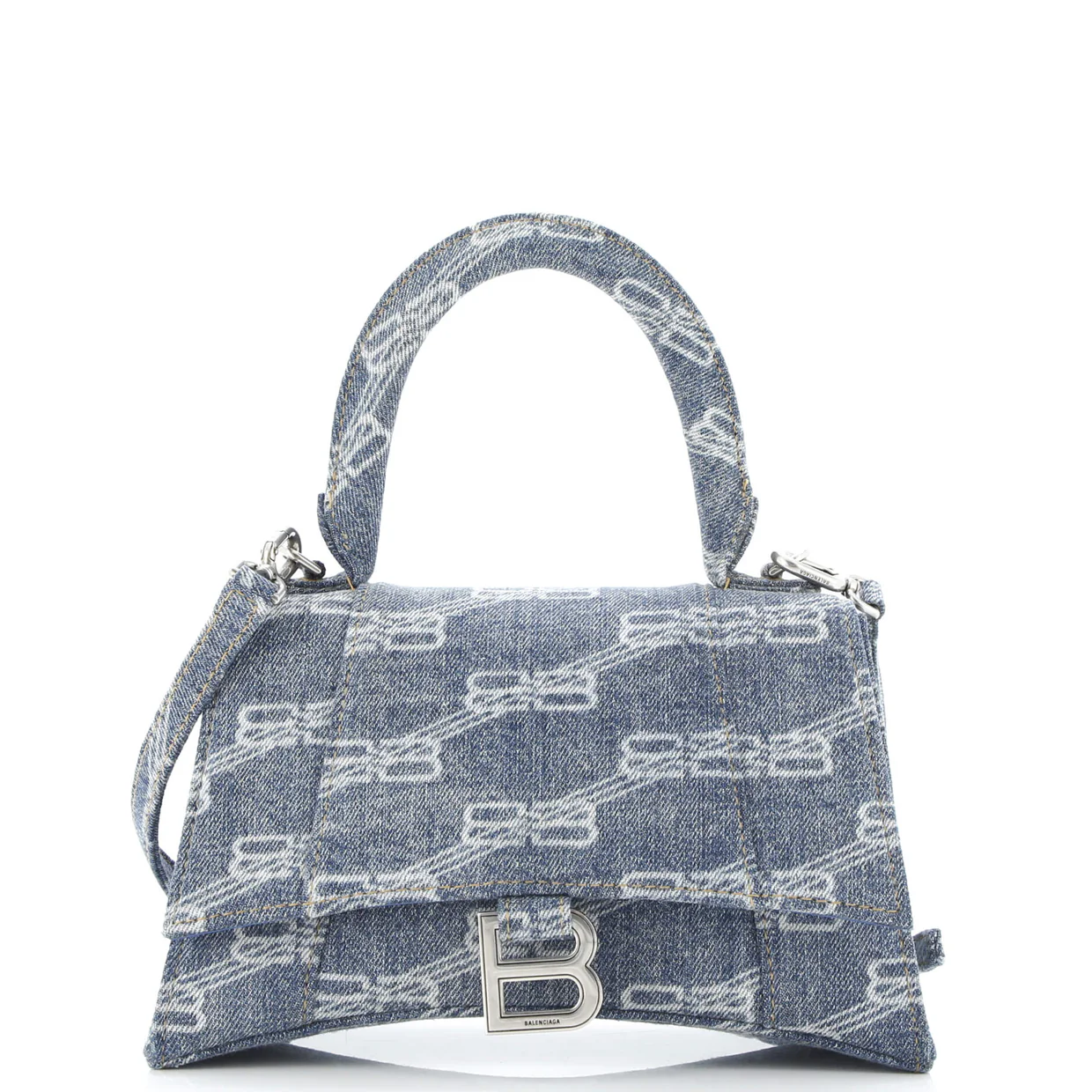 Hourglass Top Handle Bag BB Monogram Denim Small - Deep Luxury