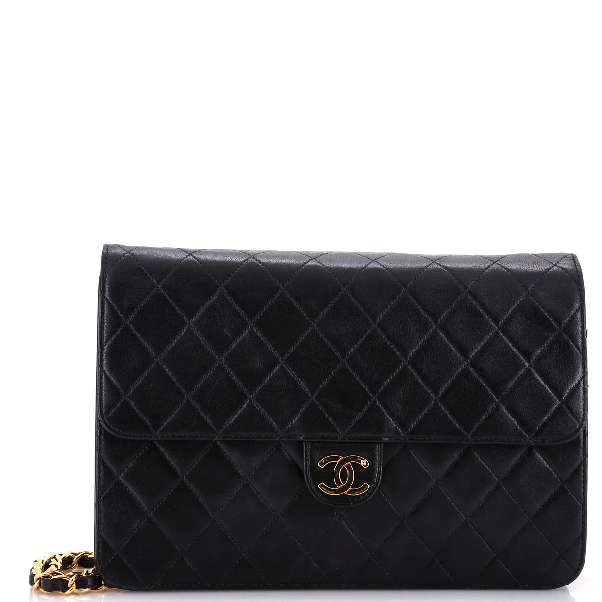 Vintage Clutch with Chain Quilted Leather Medium - Deep Luxury