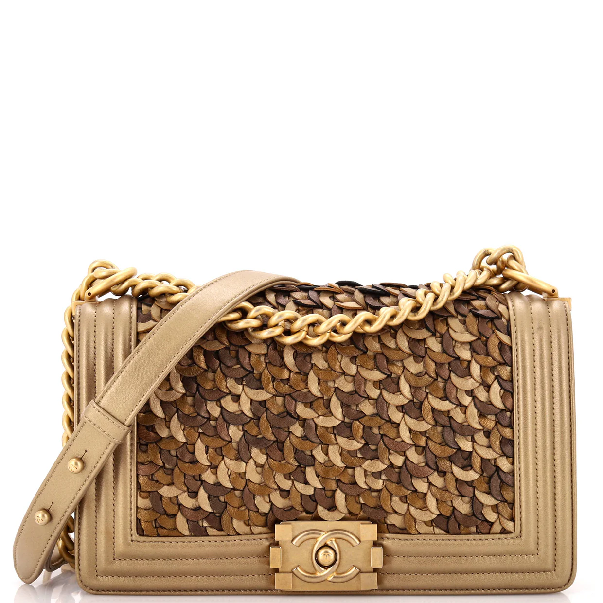 Boy Flap Bag Braided Metallic Lambskin Old Medium - Deep Luxury