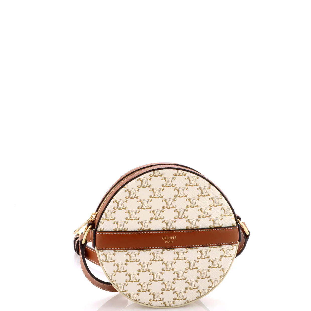 Round Purse on Strap Triomphe Coated Canvas - Deep Luxury