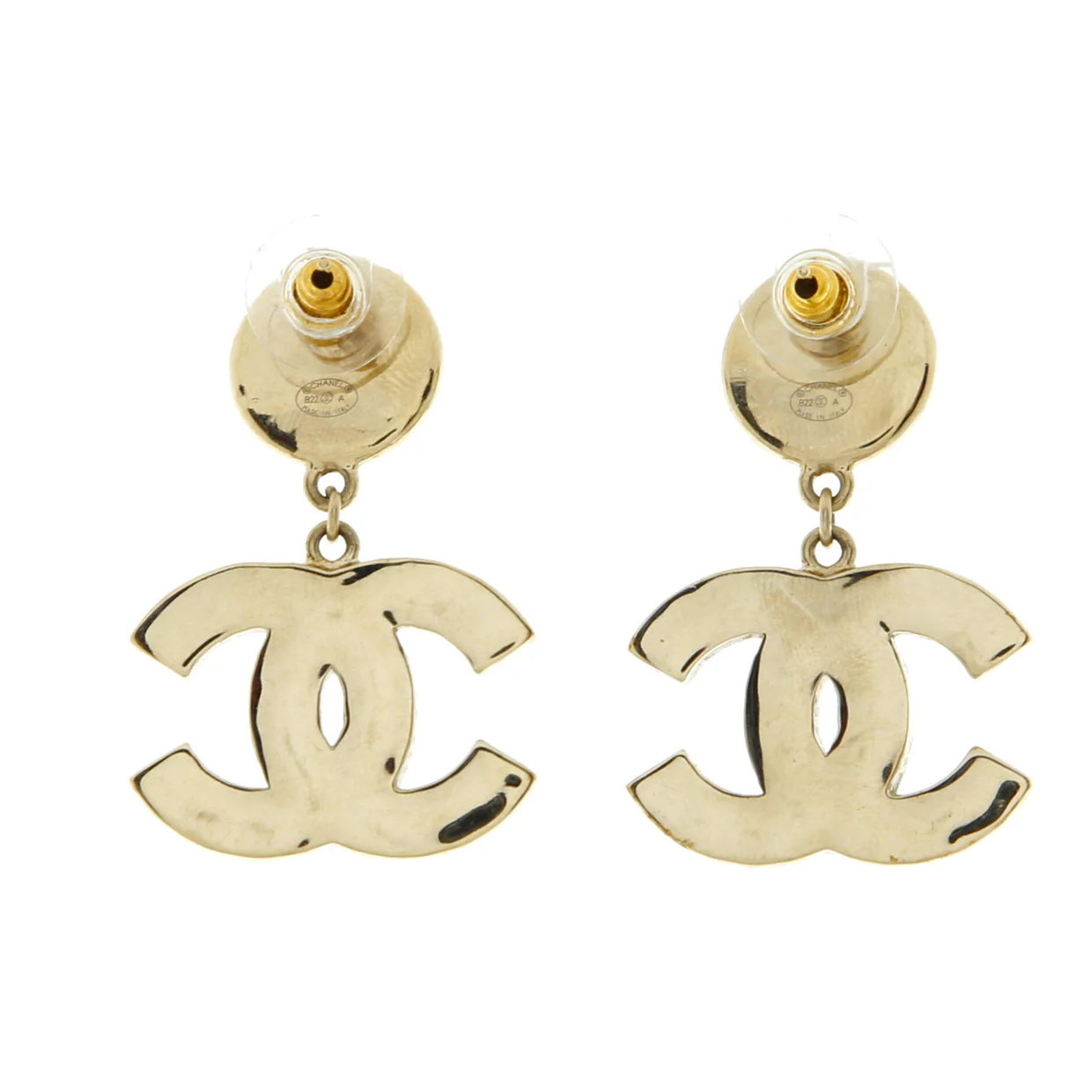 CC Drop Earrings Metal with Faux Pearl and Resin - Deep Luxury