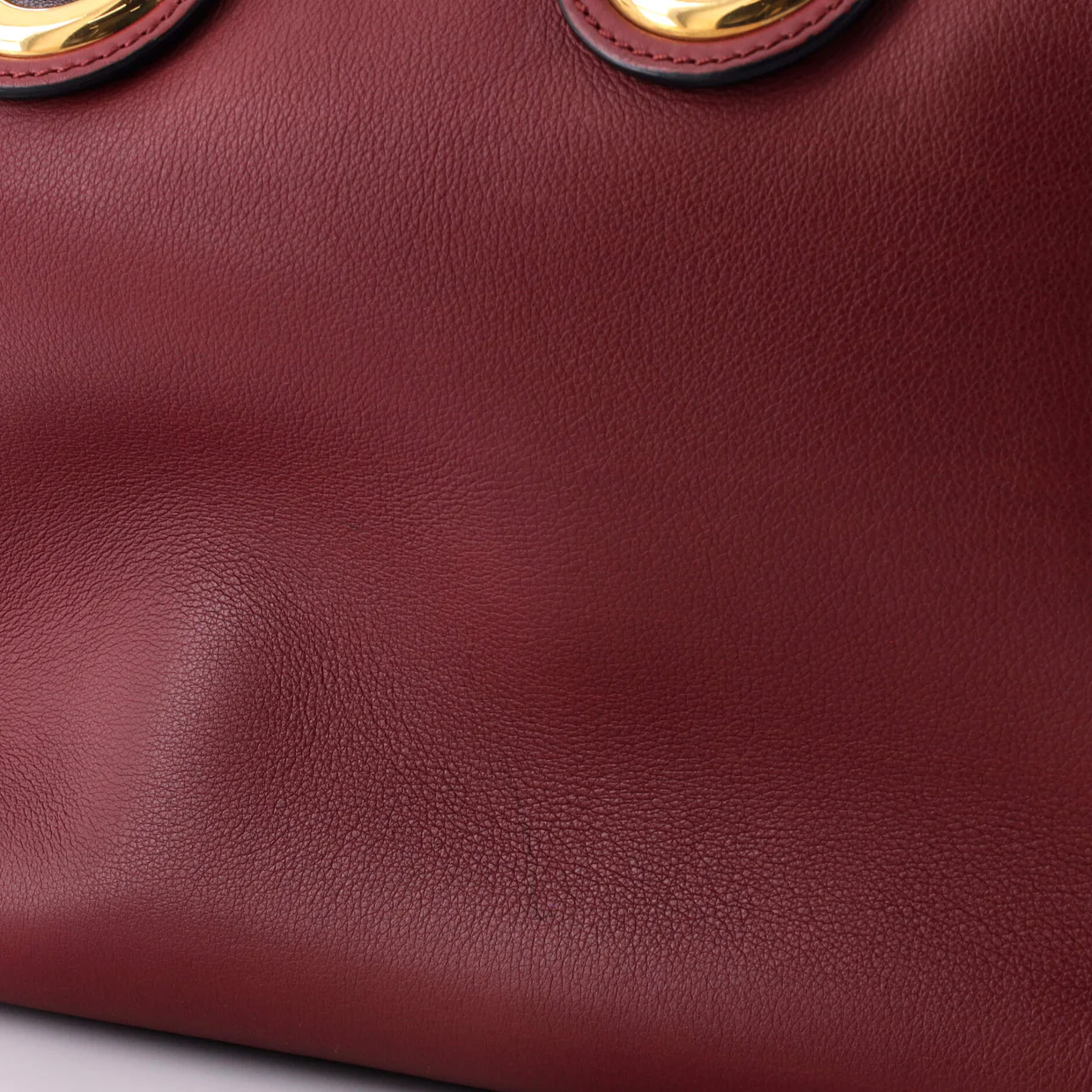 Crest Grommet Tote Embossed Leather Large - Deep Luxury