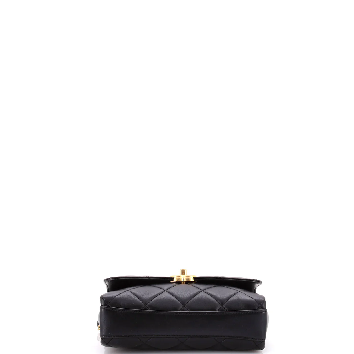 Crystal Logo Letters Chain Handle Flap Bag Quilted Lambskin Small - Deep Luxury