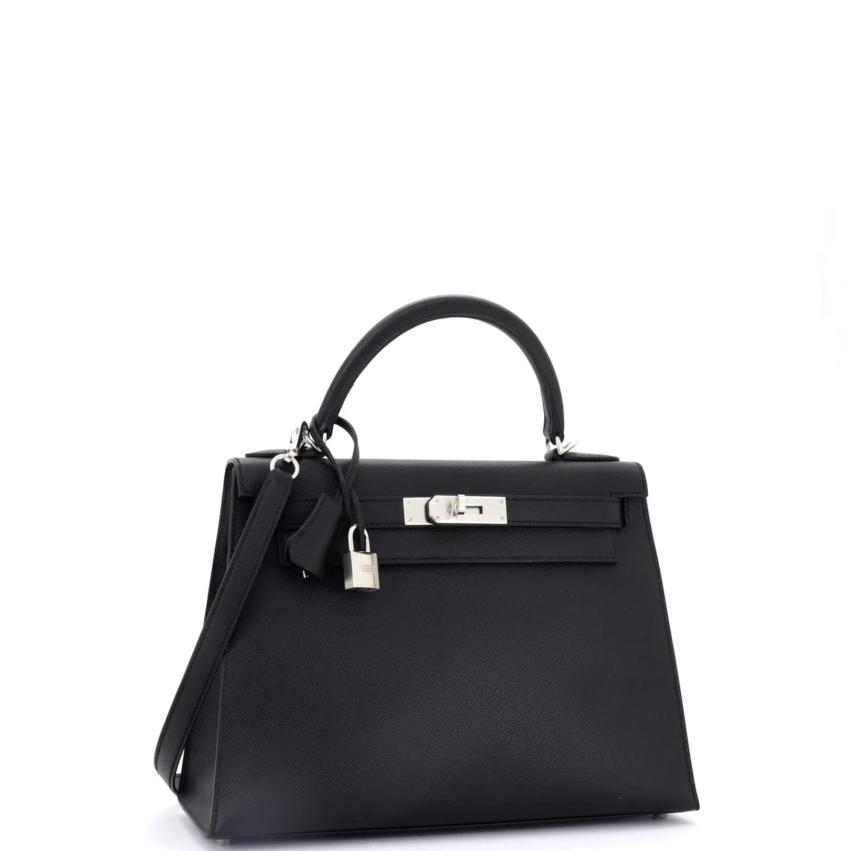 Kelly Handbag Noir Epsom with Palladium Hardware 28 - Deep Luxury