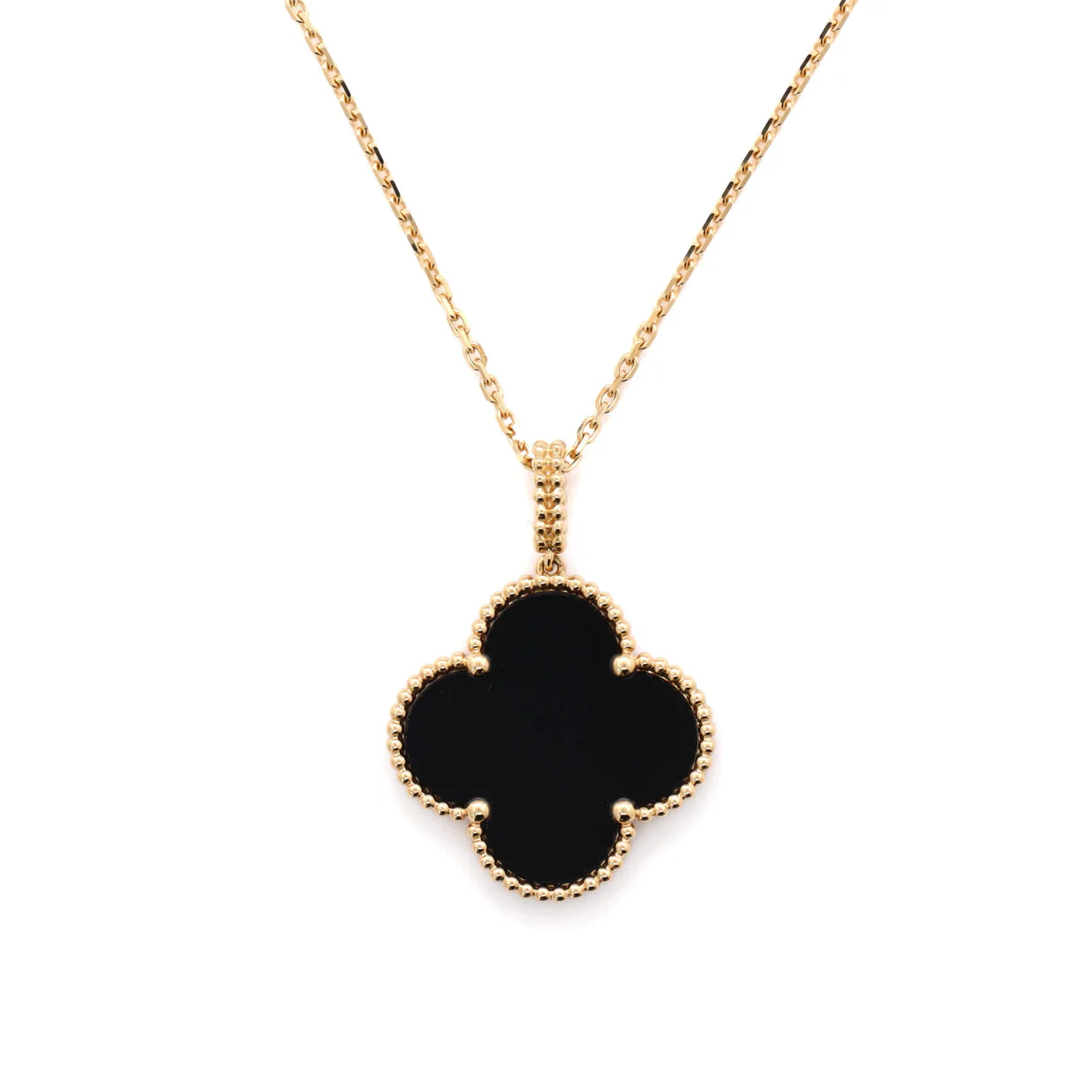 Magic Alhambra Pendant Necklace 18K Yellow Gold and Onyx - Deep Luxury