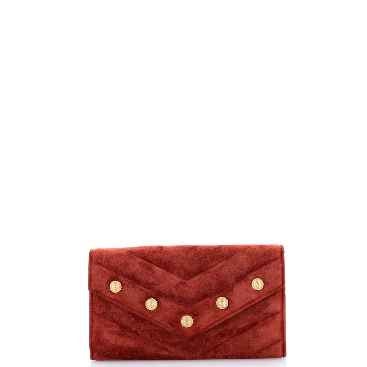 Paris-Hamburg CC Button Flap Wallet Chevron Suede Long - Deep Luxury