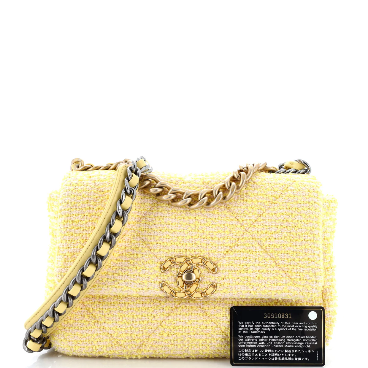 19 Flap Bag Quilted Tweed Medium - Deep Luxury