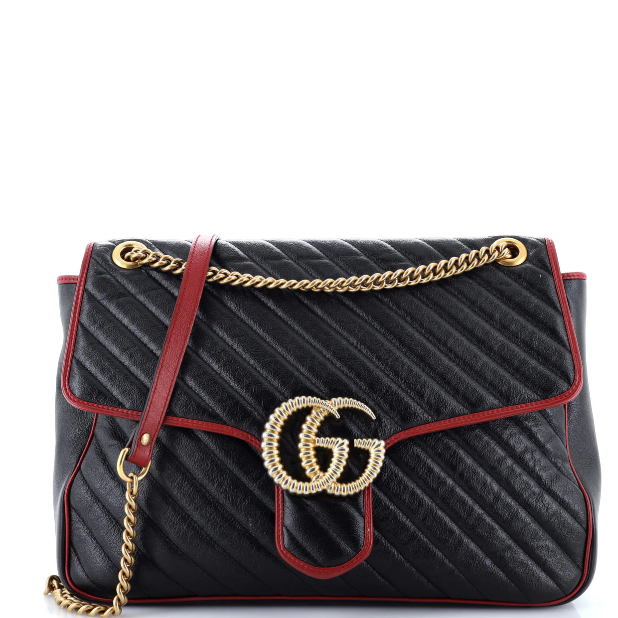GG Marmont Flap Bag Diagonal Quilted Leather Large - Deep Luxury