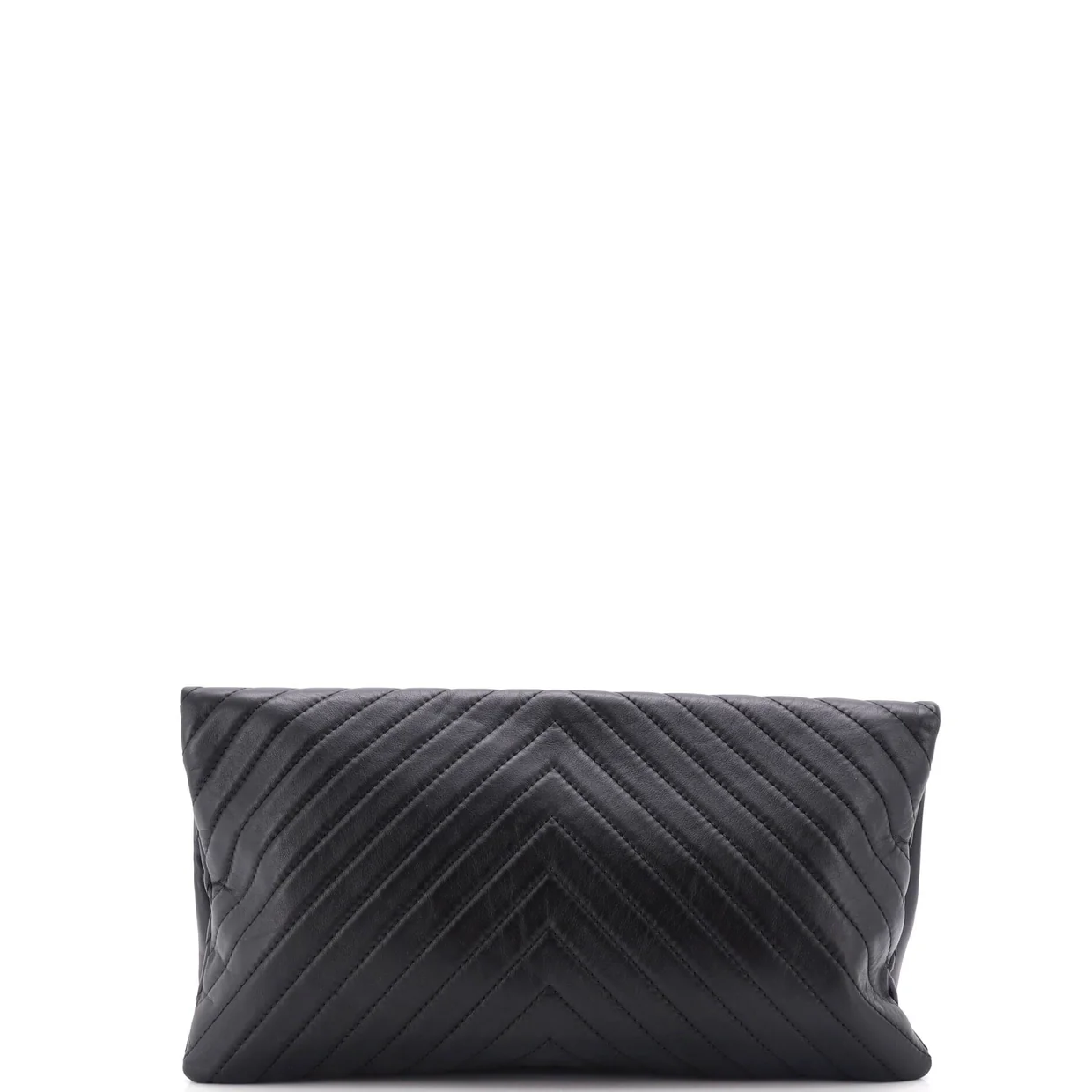 CC Foldover Clutch Chevron Lambskin Large - Deep Luxury