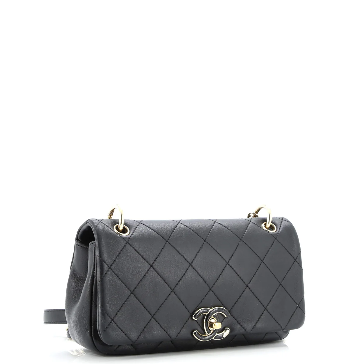 Twist Chain Enamel CC Flap Bag Quilted Lambskin Medium - Deep Luxury