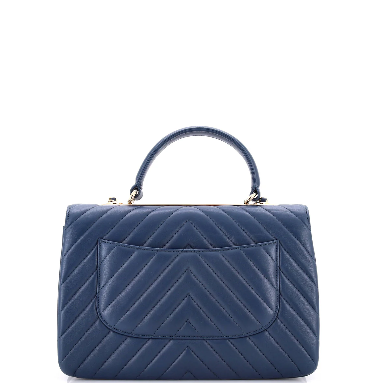 Trendy CC Top Handle Bag Chevron Lambskin Medium - Deep Luxury