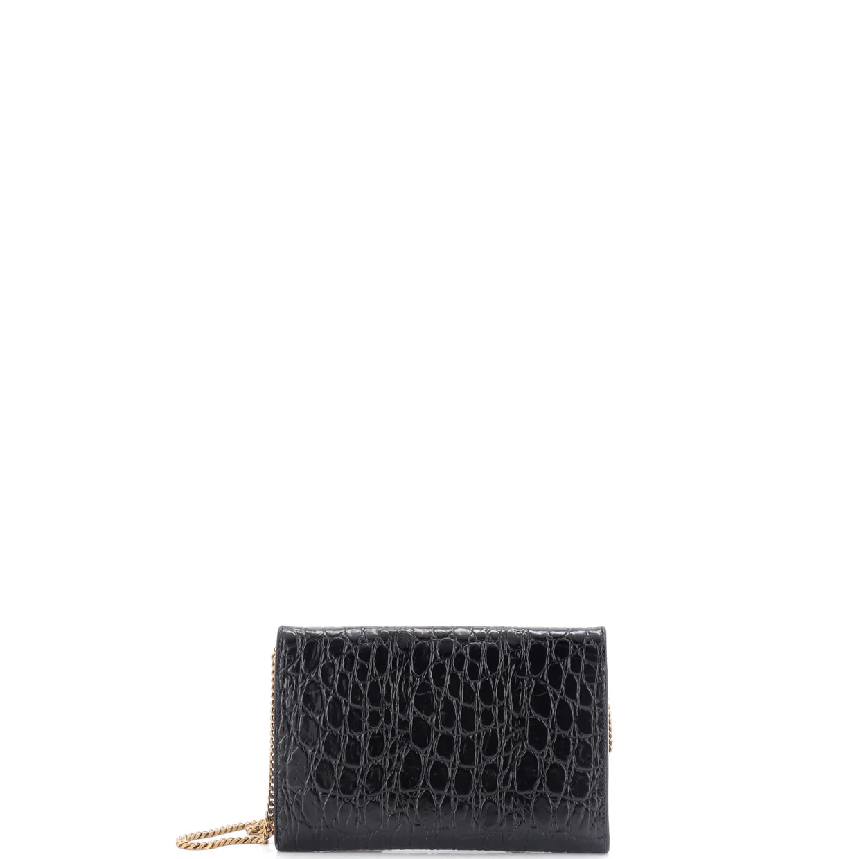 Uptown Chain Wallet Crocodile Embossed Leather - Deep Luxury