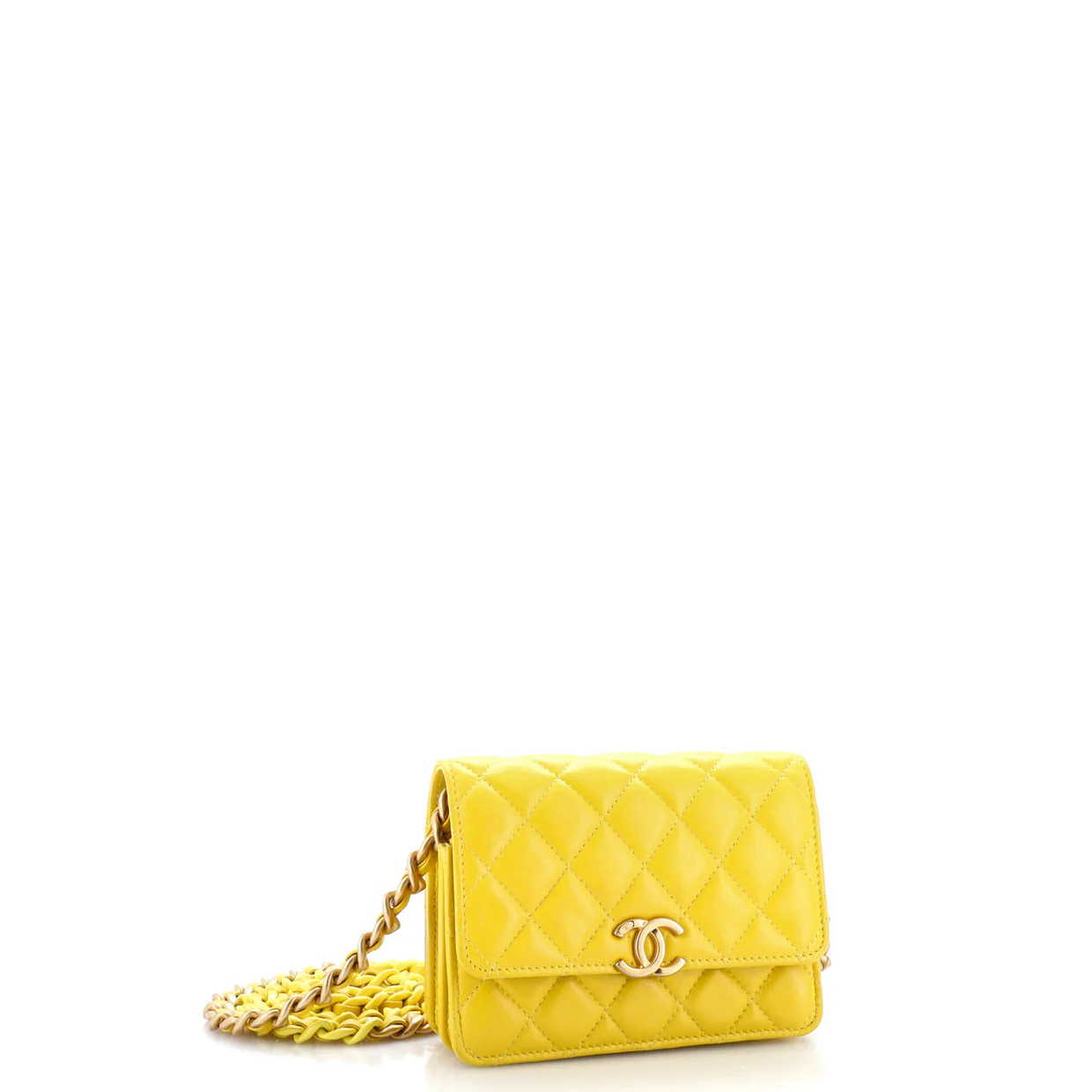 Lacquered Metal CC Clutch with Chain Quilted Lambskin - Deep Luxury