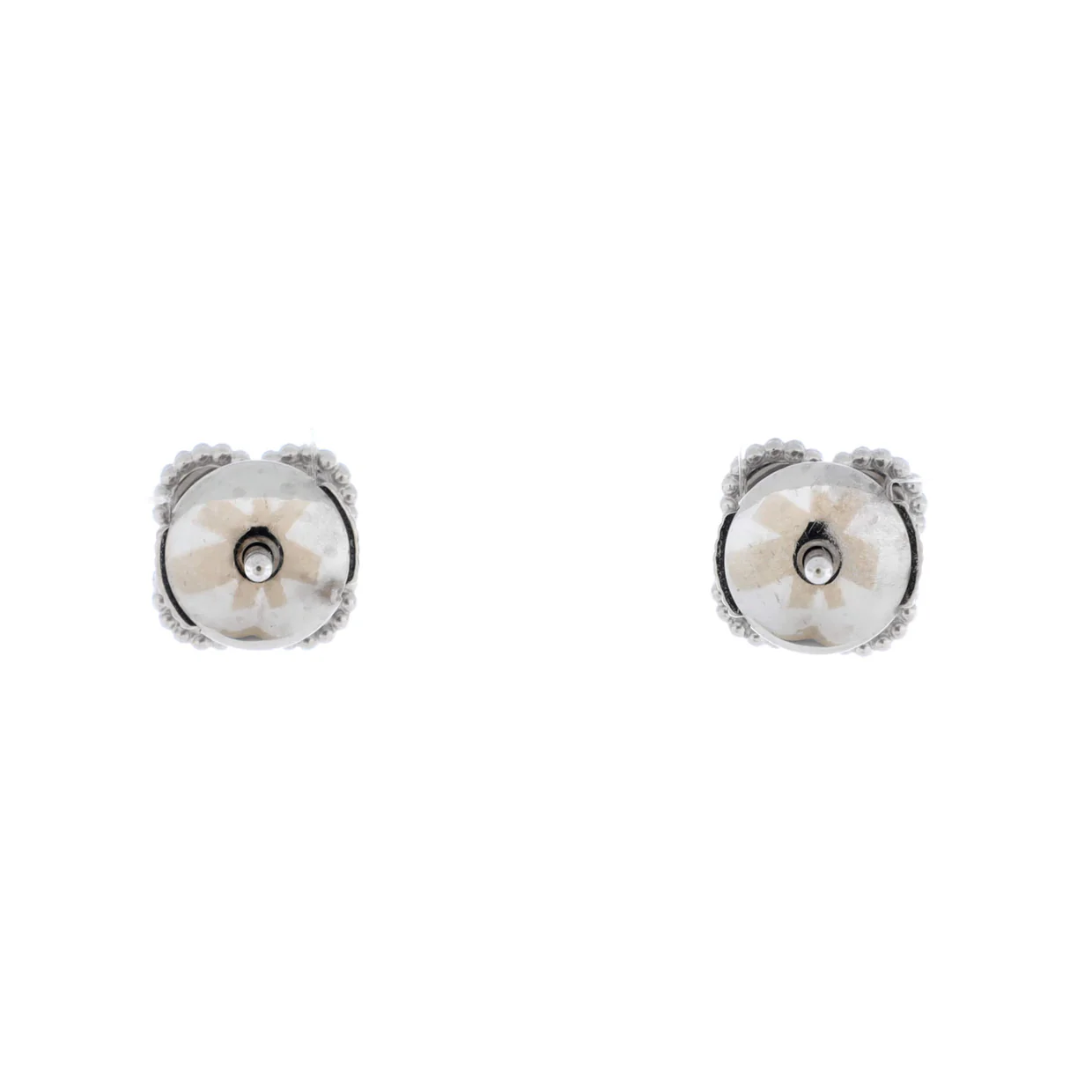 Sweet Alhambra Stud Earrings 18K White Gold and Turquoise - Deep Luxury
