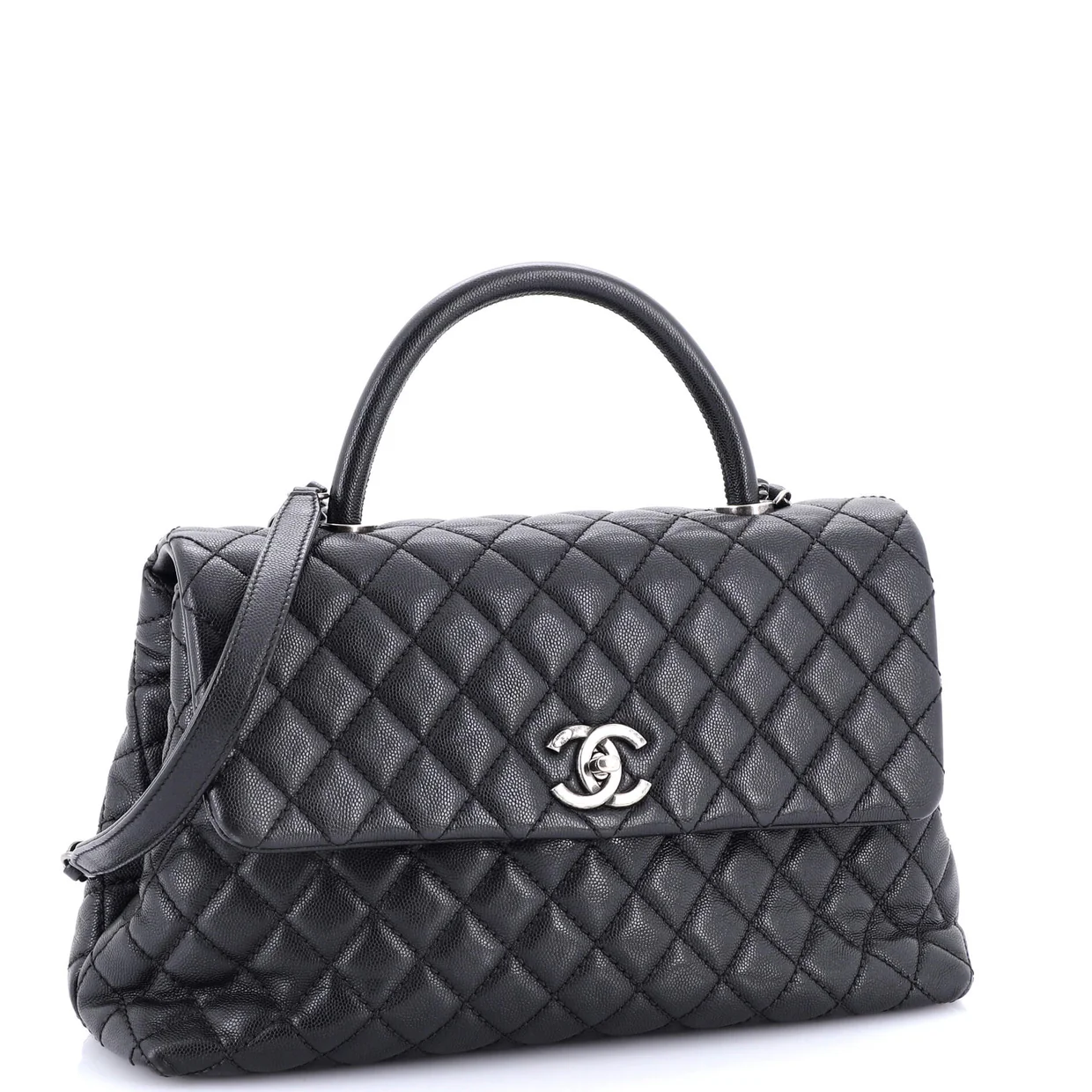 Coco Top Handle Bag Quilted Caviar Medium - Deep Luxury