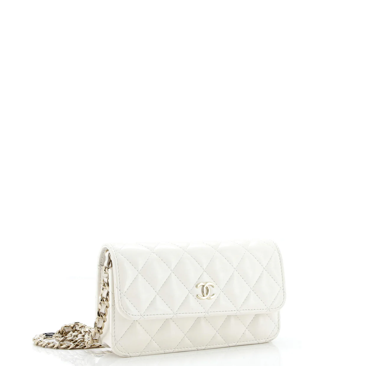 Tiny CC Link Flap Phone Holder with Chain Quilted Lambskin - Deep Luxury