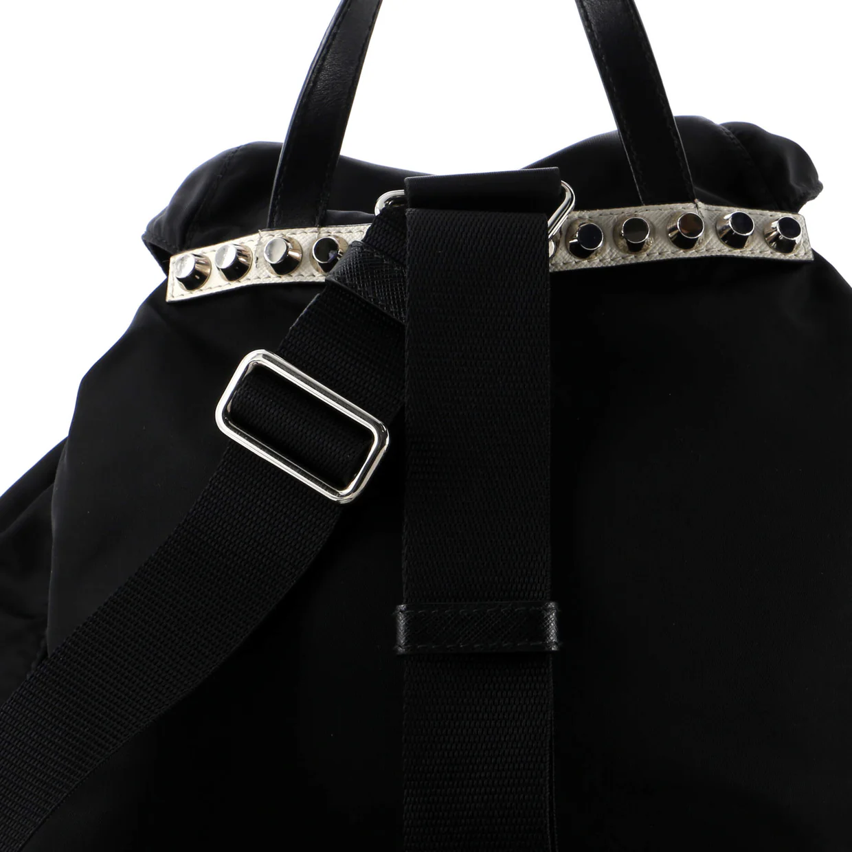 New Vela Backpack Tessuto with Studded Leather - Deep Luxury