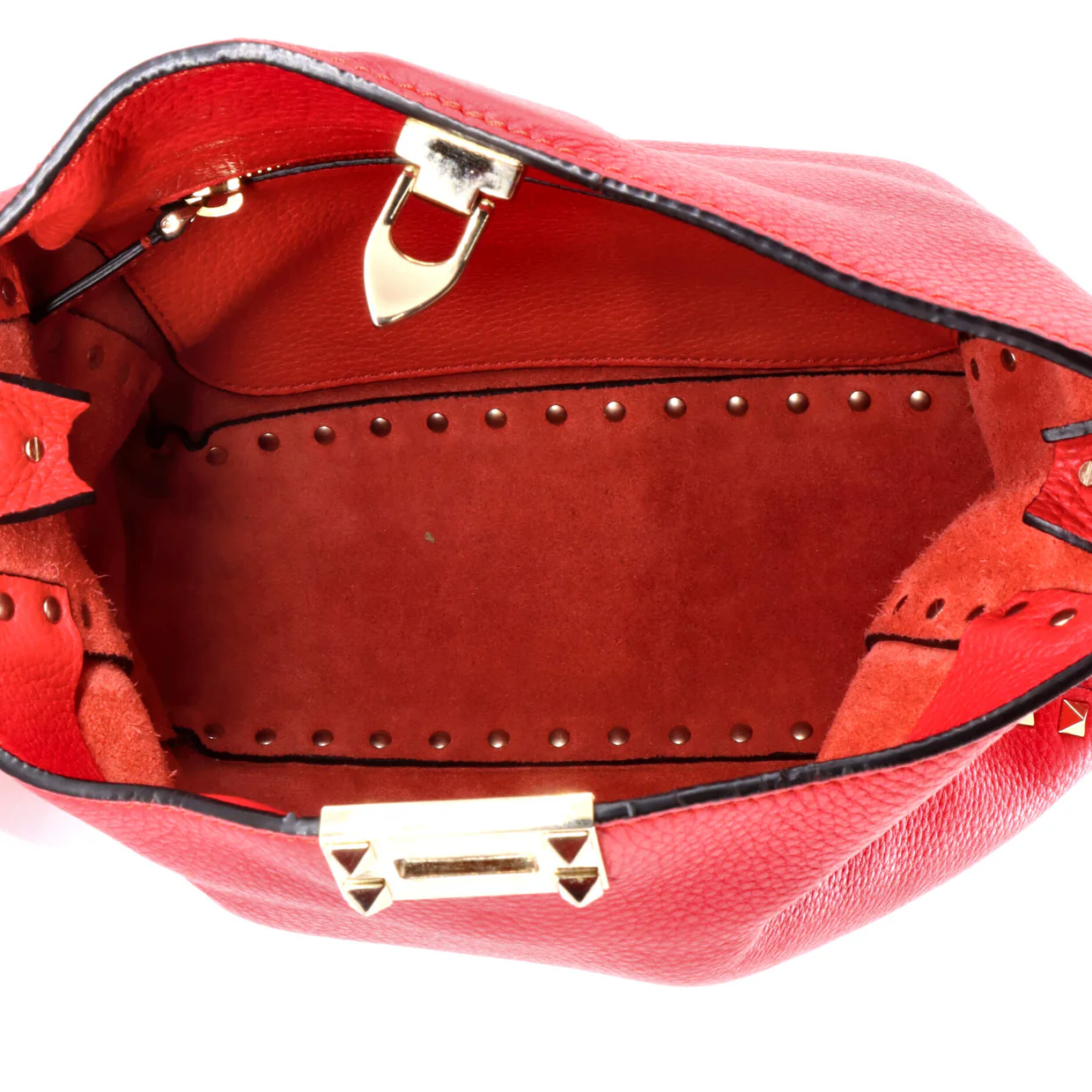 Rockstud Flip Lock Messenger Bag Leather Small - Deep Luxury