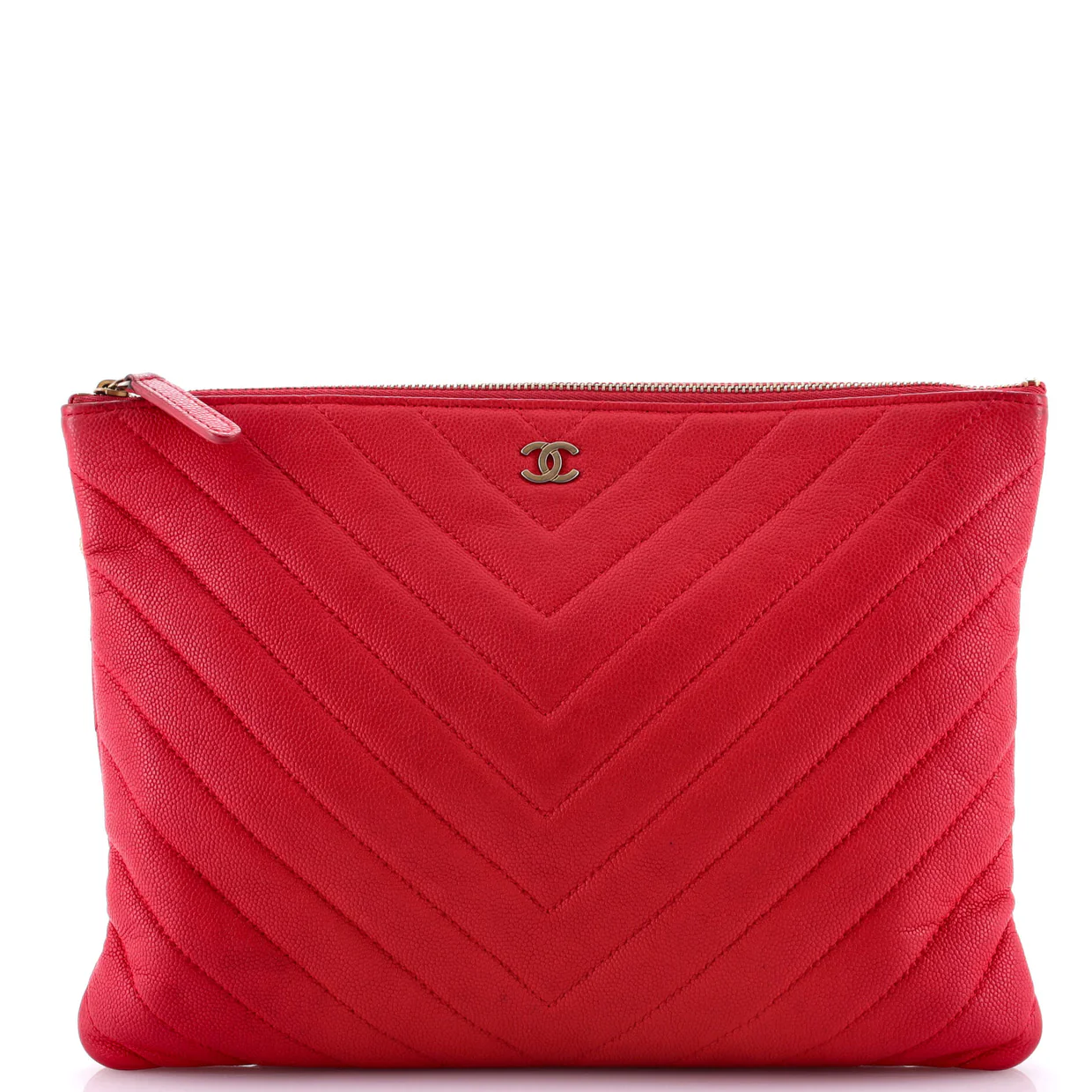 Paris-Athens O Case Clutch Chevron Caviar Medium - Deep Luxury
