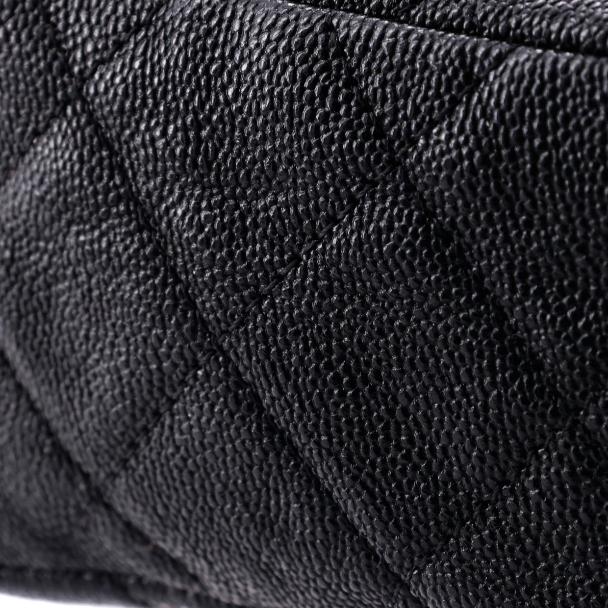 Top Handle Zip Around Vanity Case with Chain Quilted Caviar Mini - Deep Luxury