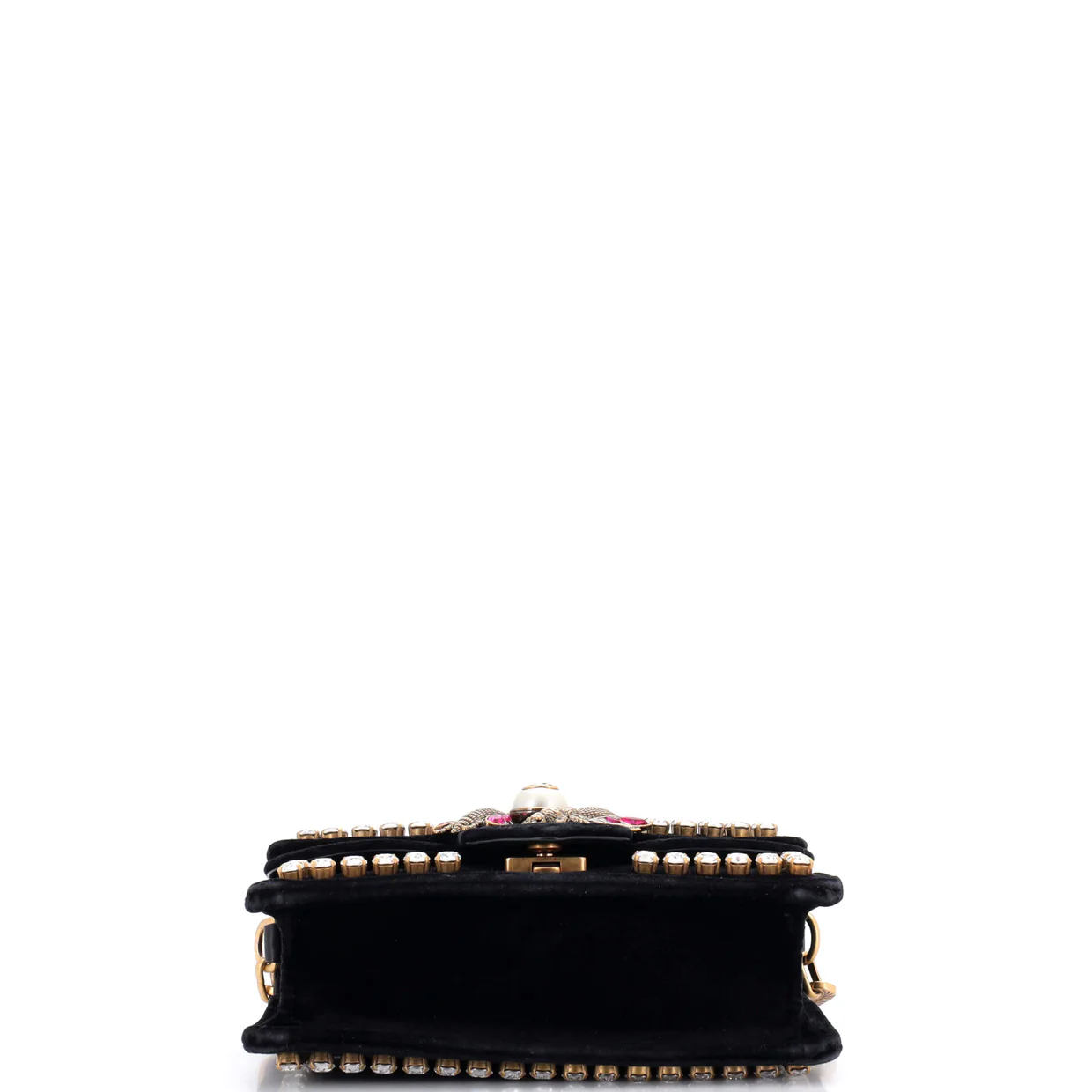 Broadway Pearly Bee Shoulder Bag Crystal Embellished Velvet Mini - Deep Luxury