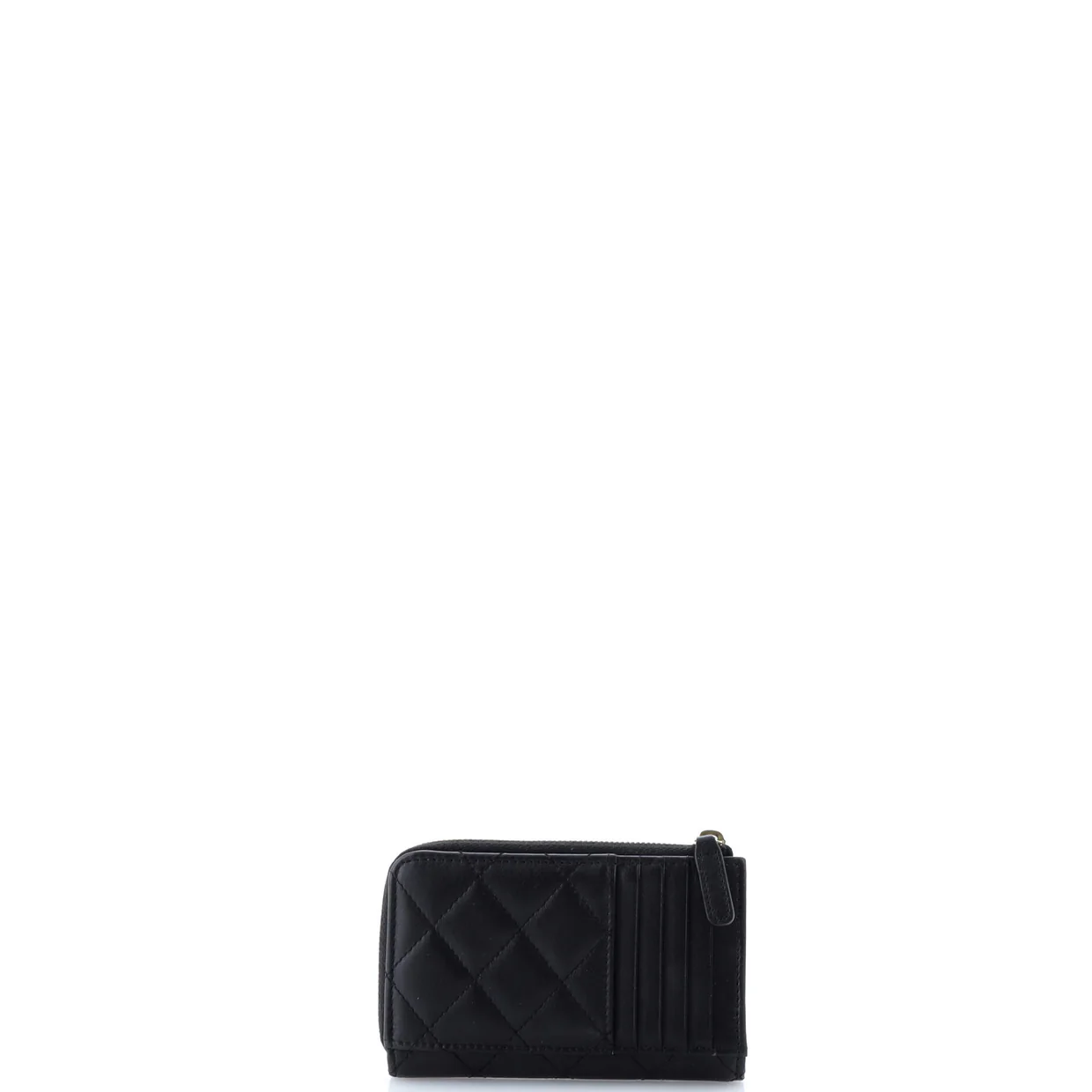 Textured CC Zip Around Card Holder Quilted Lambskin - Deep Luxury