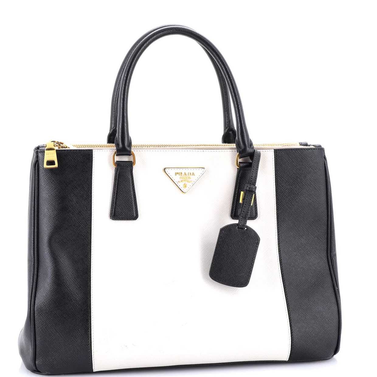 Bicolor Double Zip Lux Tote Saffiano Leather Medium - Deep Luxury