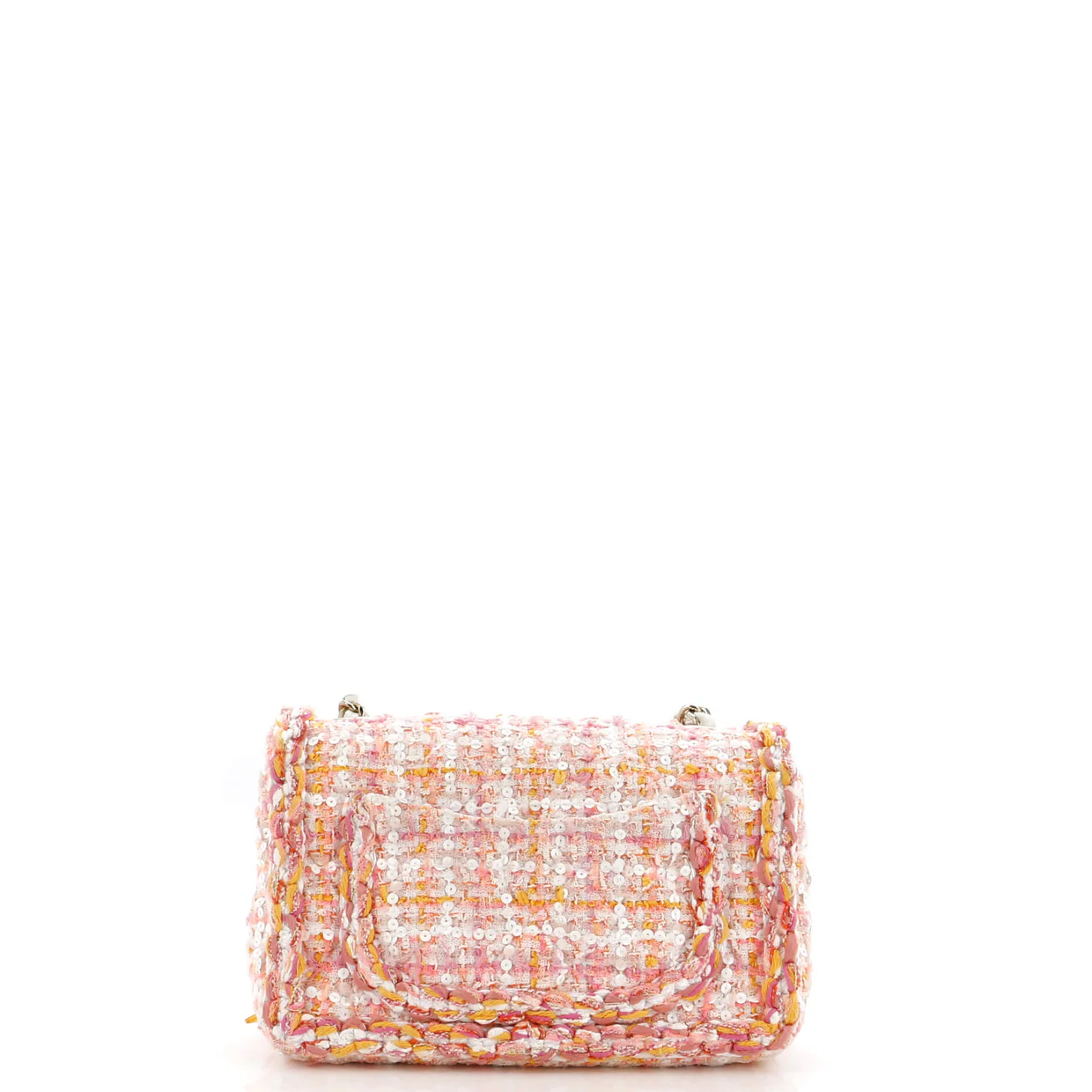 Classic Single Flap Bag Braided Quilted Tweed with Sequins Mini - Deep Luxury