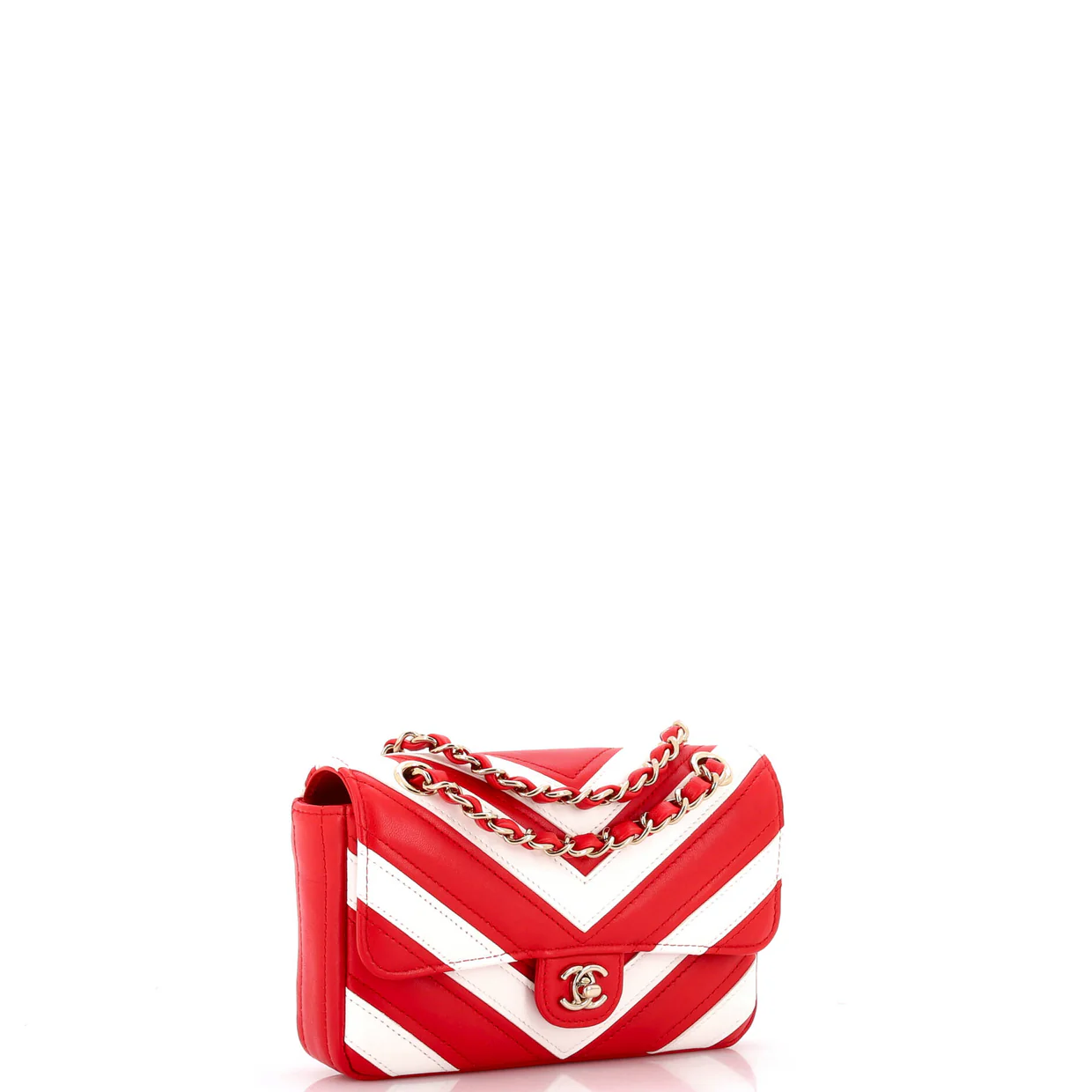 CC Chain Flap Bag Chevron Stitched Calfskin Mini - Deep Luxury
