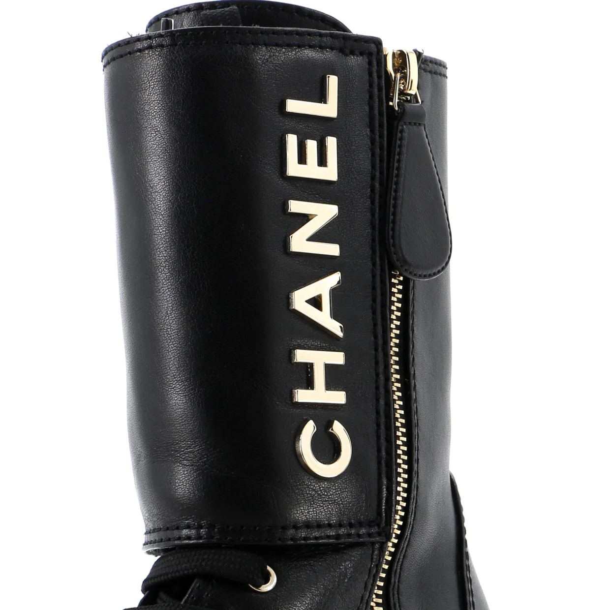 Women's Logo Button Snap Cap Toe Boots Leather with Patent - Deep Luxury