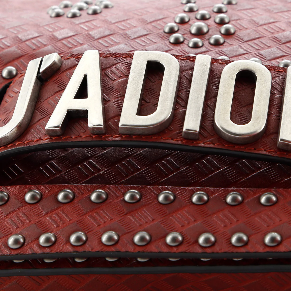 J'Adior Flap Bag Studded Embossed Leather Medium - Deep Luxury