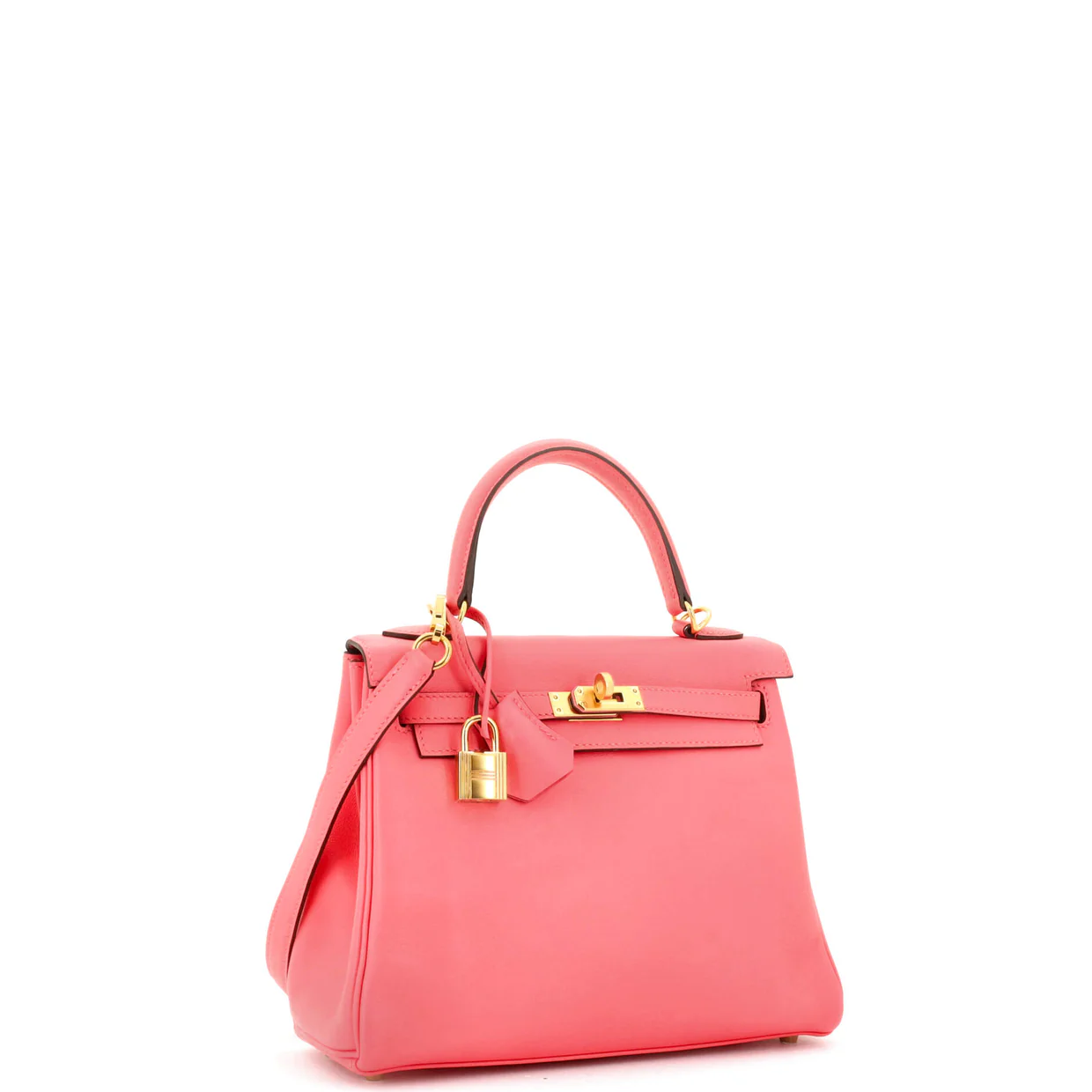 Kelly Handbag Rose Azalée Swift with Gold Hardware 25 - Deep Luxury
