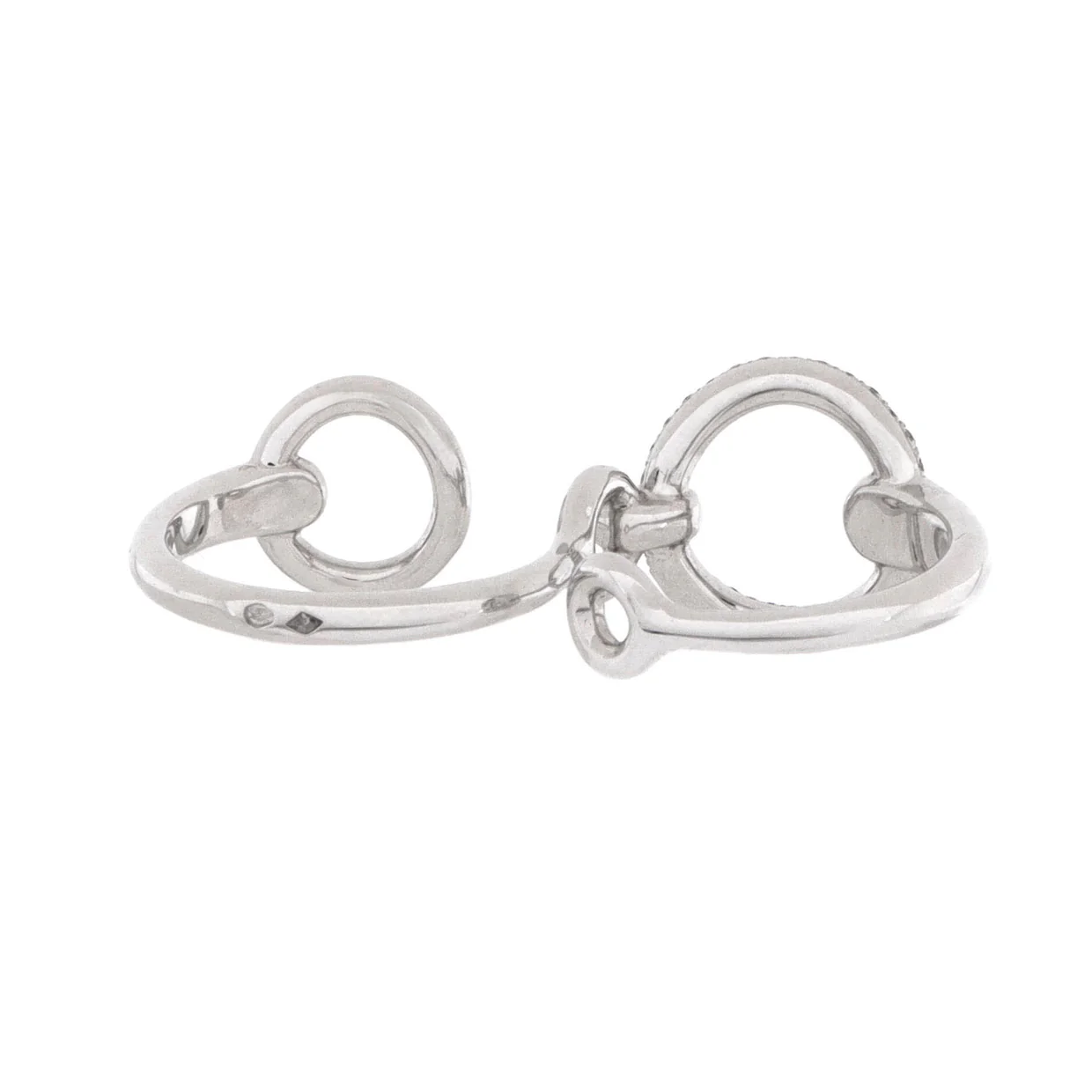 Filet d'Or Double Ring 18K White Gold with Diamonds Large - Deep Luxury