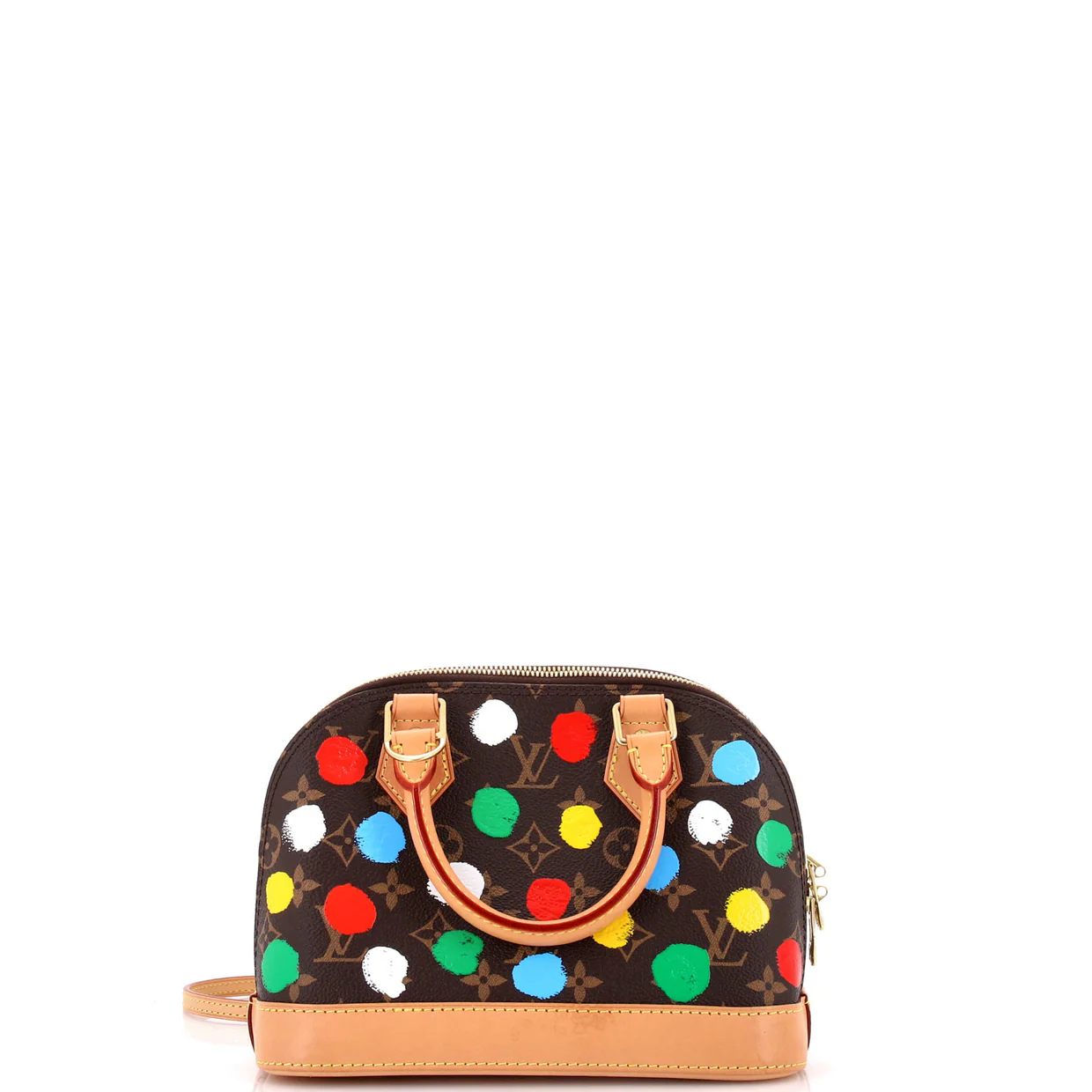 Alma Handbag Yayoi Kusama Painted Dots Monogram Canvas BB - Deep Luxury