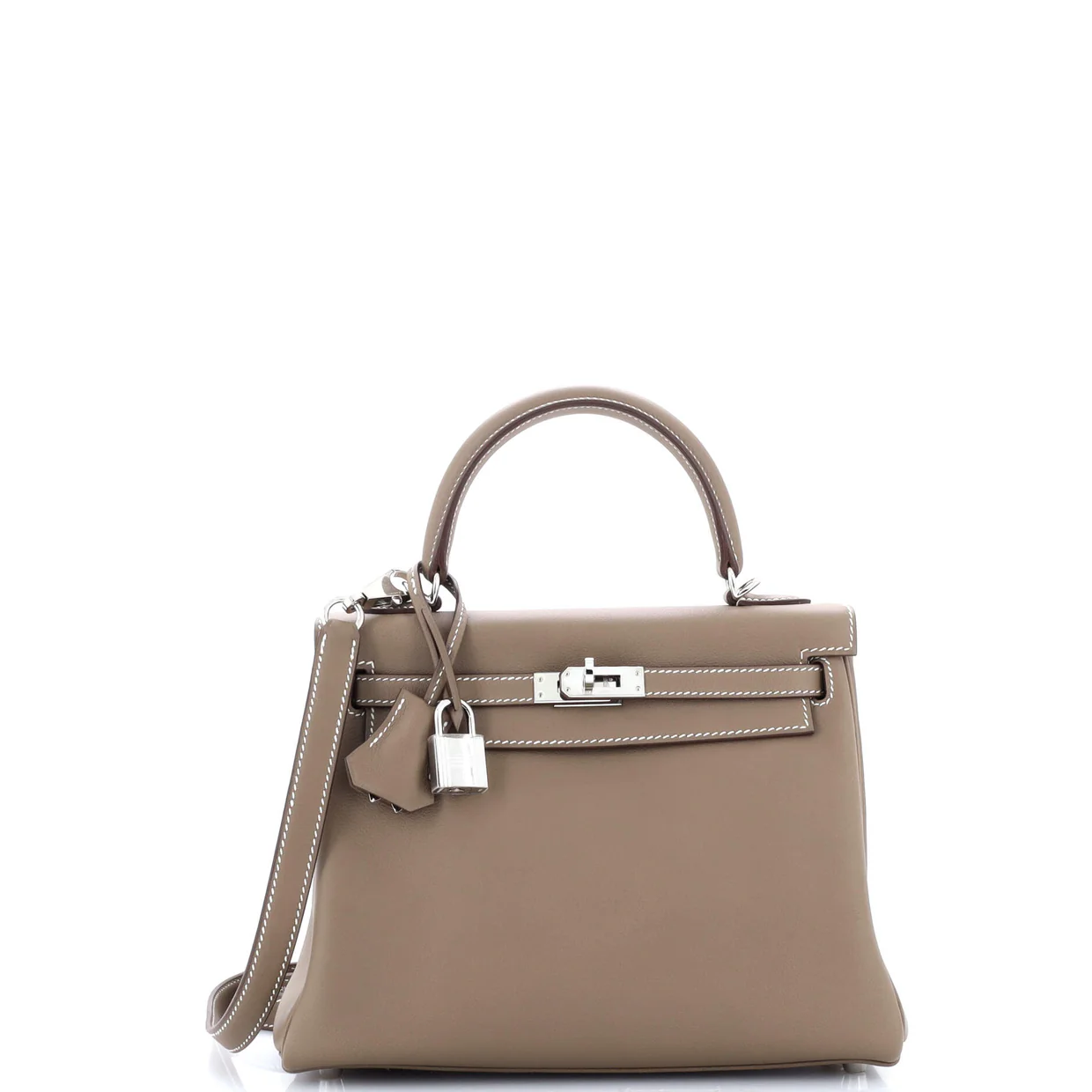 Kelly Handbag Grey Swift with Palladium Hardware 25 - Deep Luxury