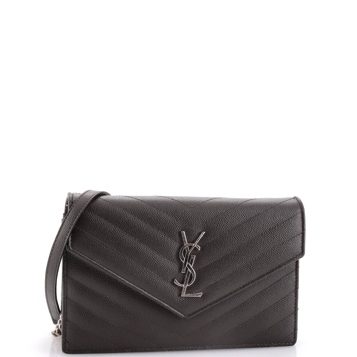 Classic Monogram Wallet on Chain Matelasse Chevron Leather Small - Deep Luxury