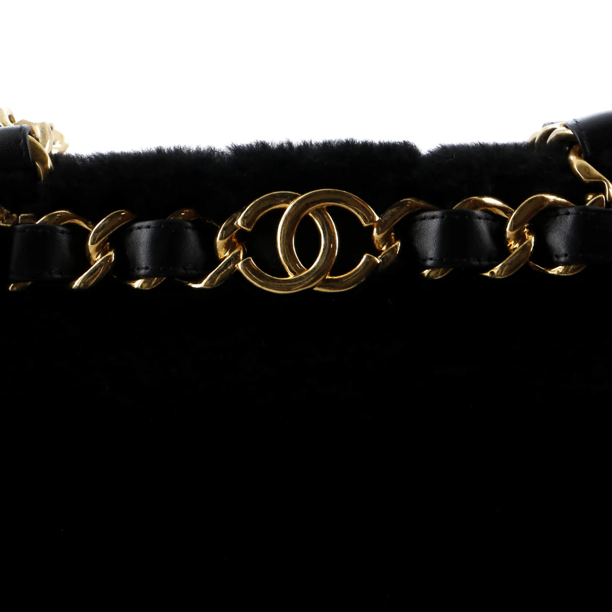 CC Bar Chain Handle Shopping Tote Quilted Shearling Small - Deep Luxury