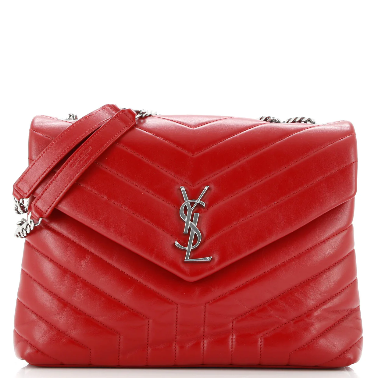 Loulou Shoulder Bag Matelasse Chevron Leather Medium - Deep Luxury