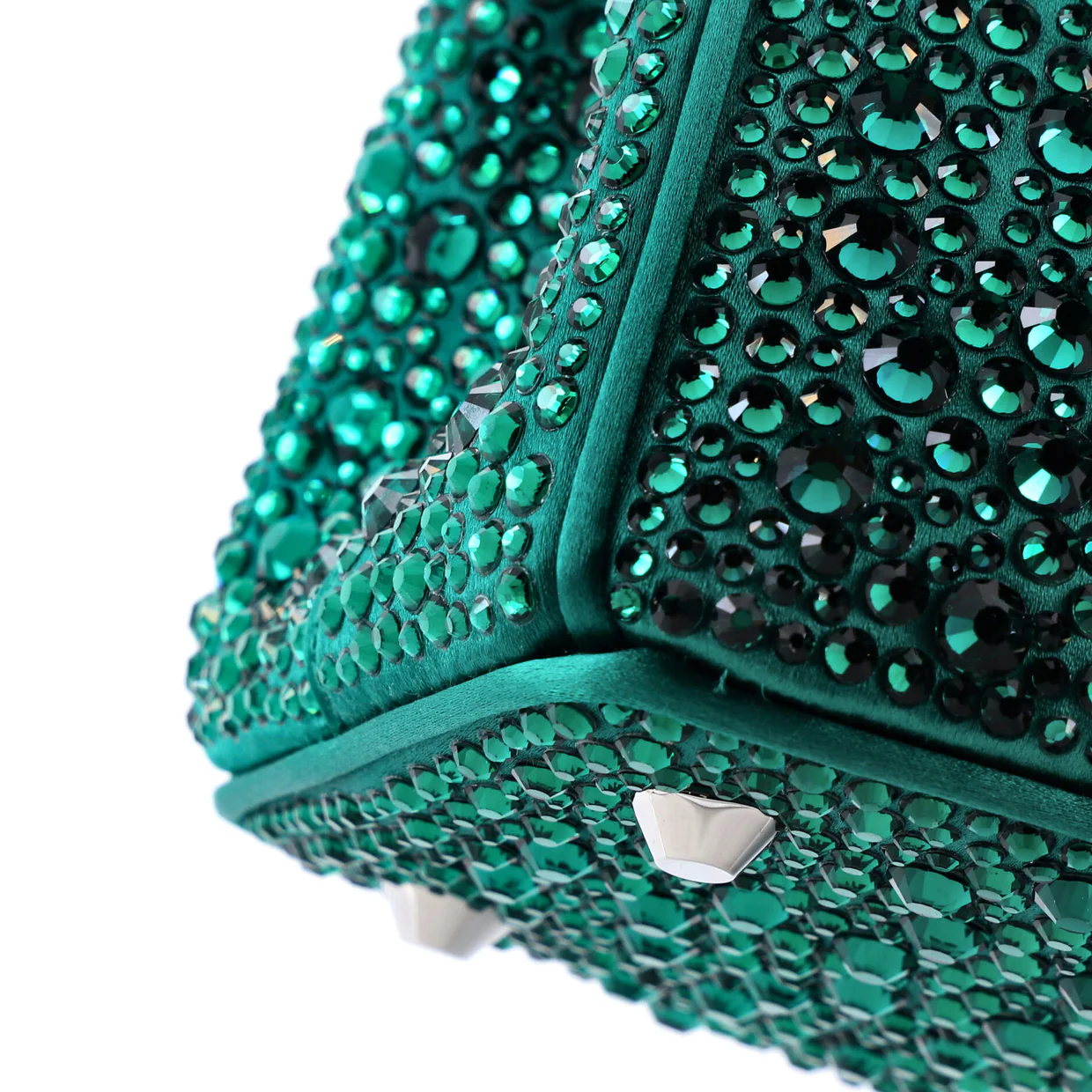 Galleria Double Zip Tote Crystal Embellished Satin Mini - Deep Luxury