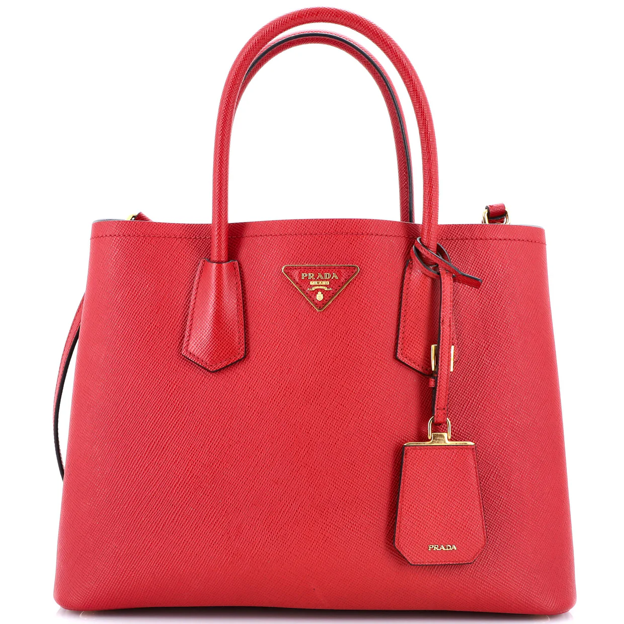 Cuir Double Tote Saffiano Leather Medium - Deep Luxury
