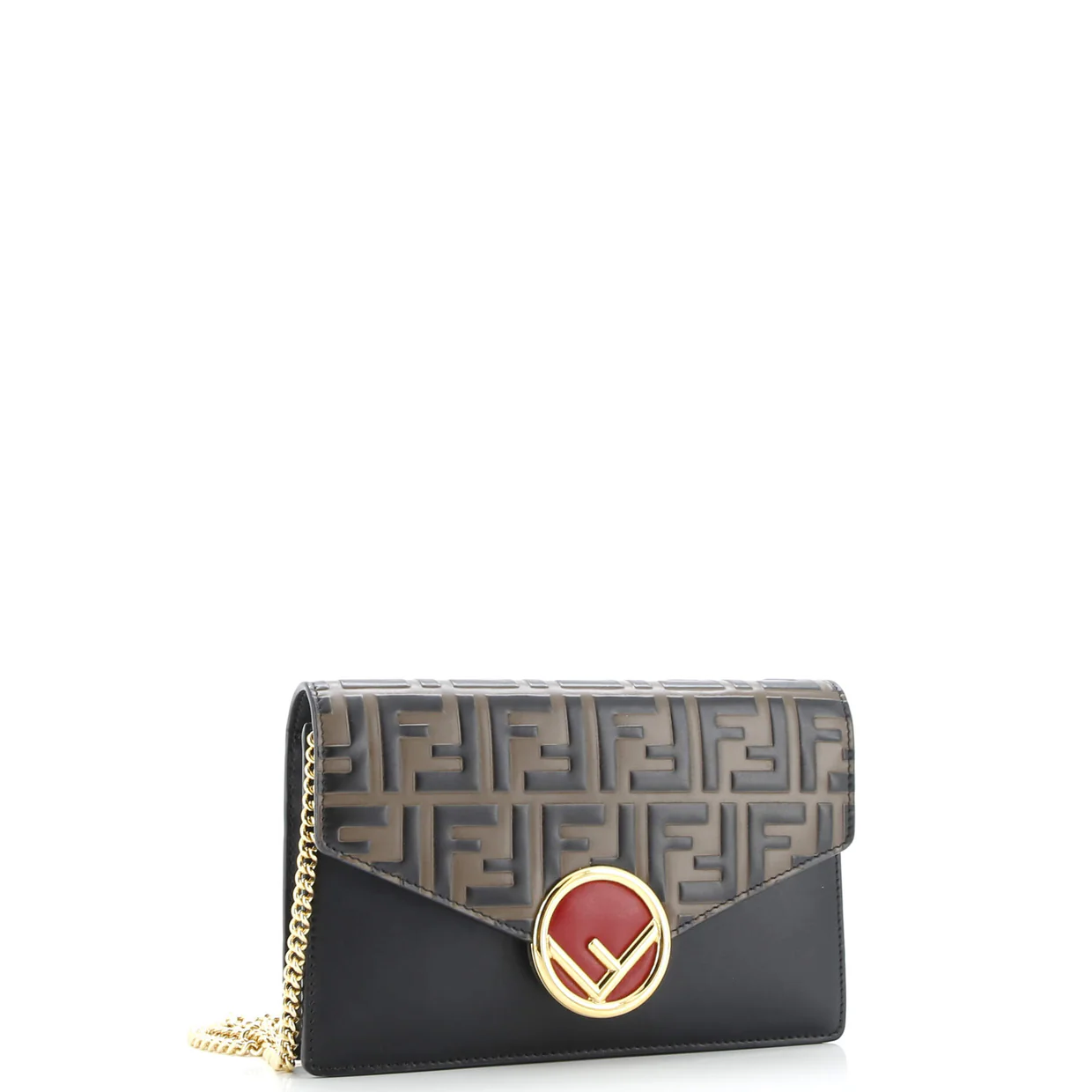F is Fendi Envelope Wallet on Chain Zucca Embossed Leather - Deep Luxury