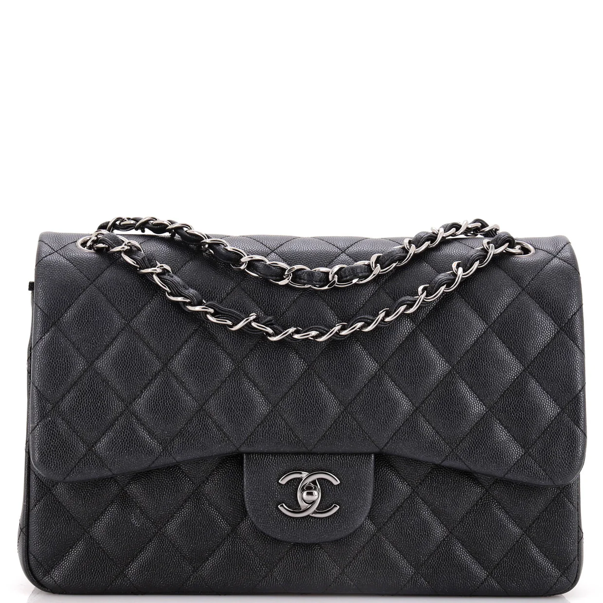 Classic Double Flap Bag Quilted Iridescent Caviar Jumbo - Deep Luxury